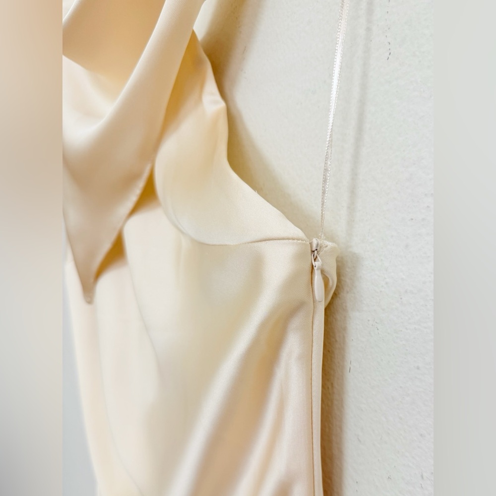 NWT Zara Satin Effect Scarf Halter-neck Long Dress in Cream Ivory Size S - Picture 8 of 14